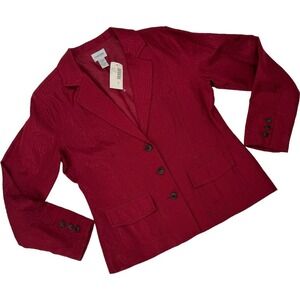 🍀Chico’s Burgundy Jacquard Antiqua Blazen Jacket Women’s Size 1 | Small